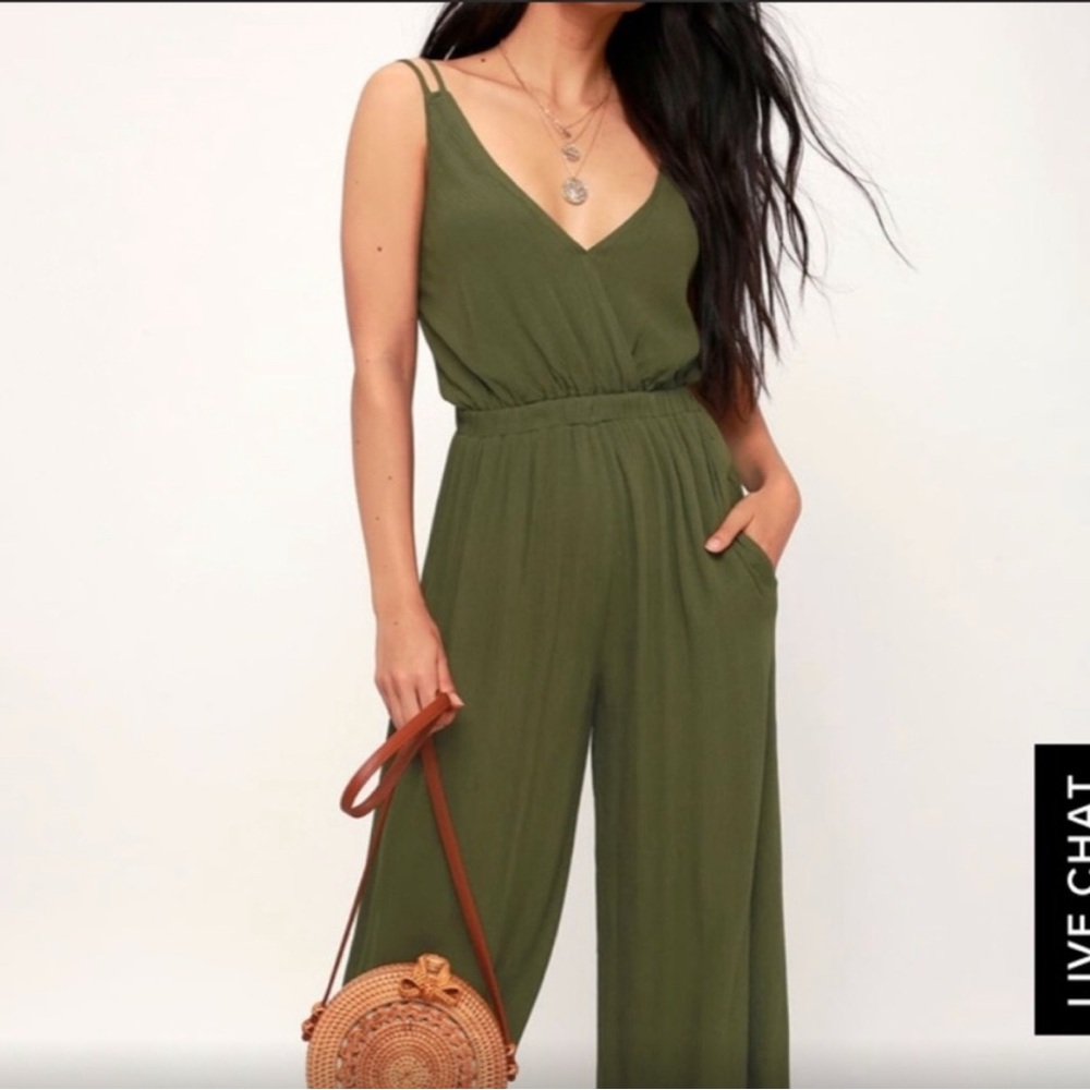 Olive Green Sleeveless Jumpsuit